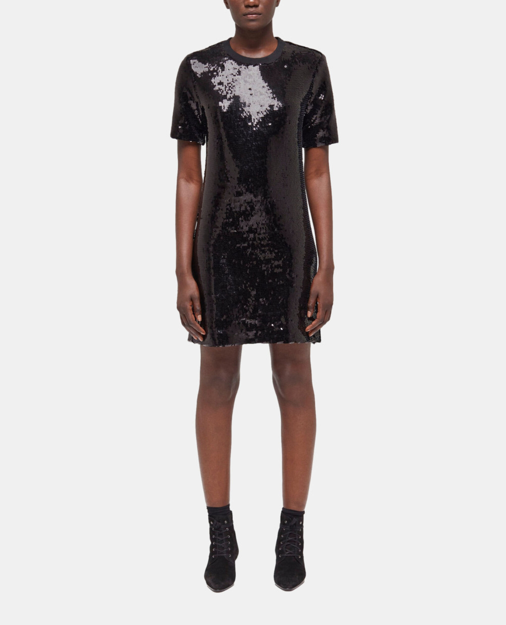 Robe courte à sequins noire, BLACK, hi-res image number null
