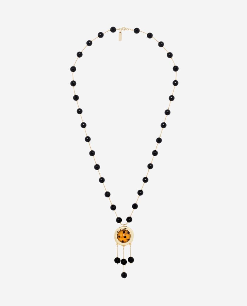 The Kooples FEMME GOLD collier perles et pendentif noir