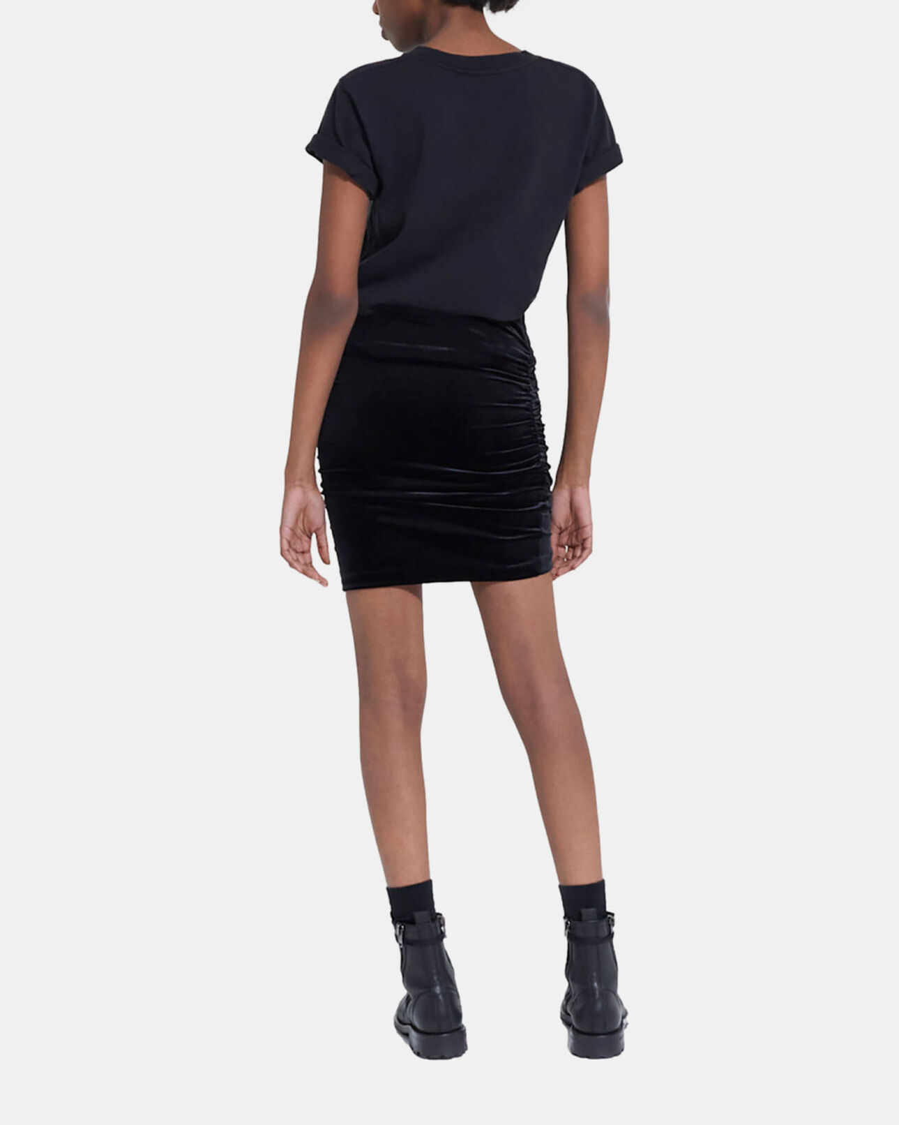 The Kooples FEMME BLACK jupe courte en velours noire
