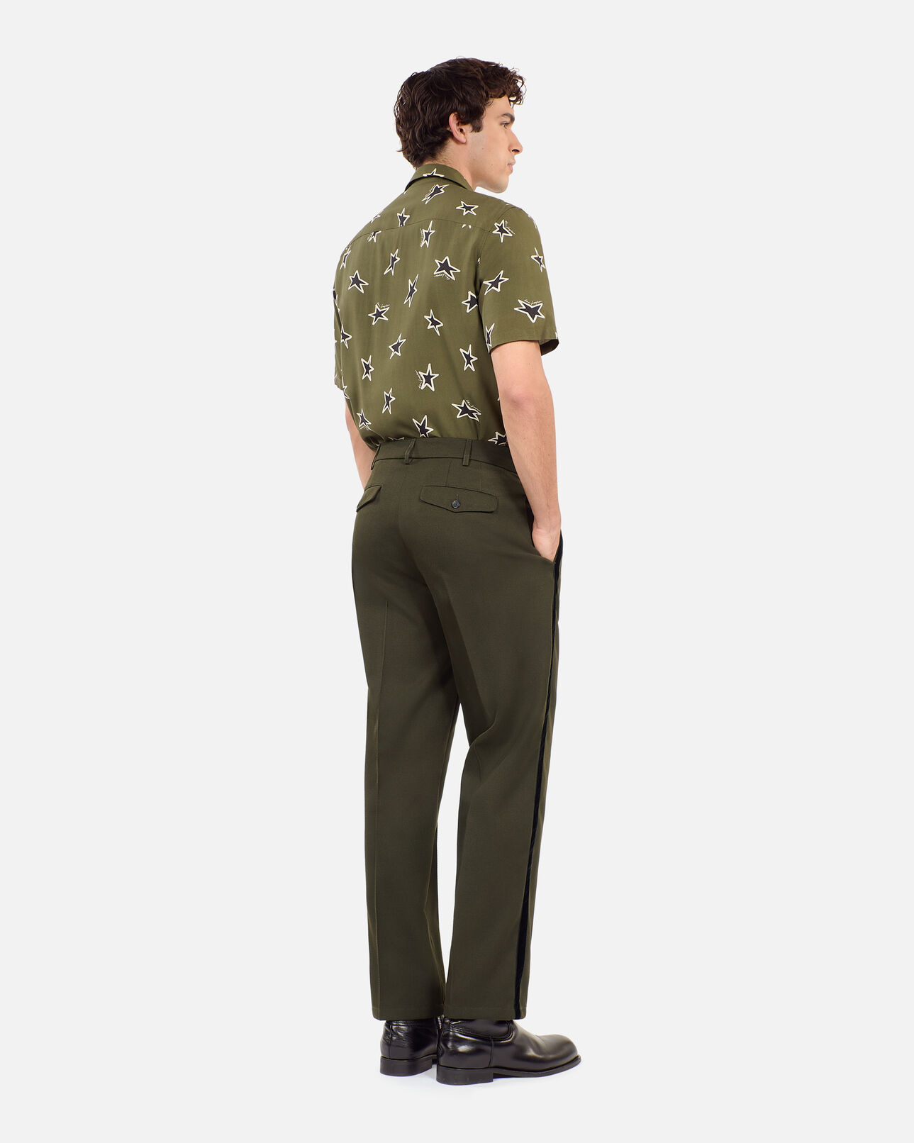 The Kooples HOMBRE KAKI pantalón ancho mezcla lana caqui