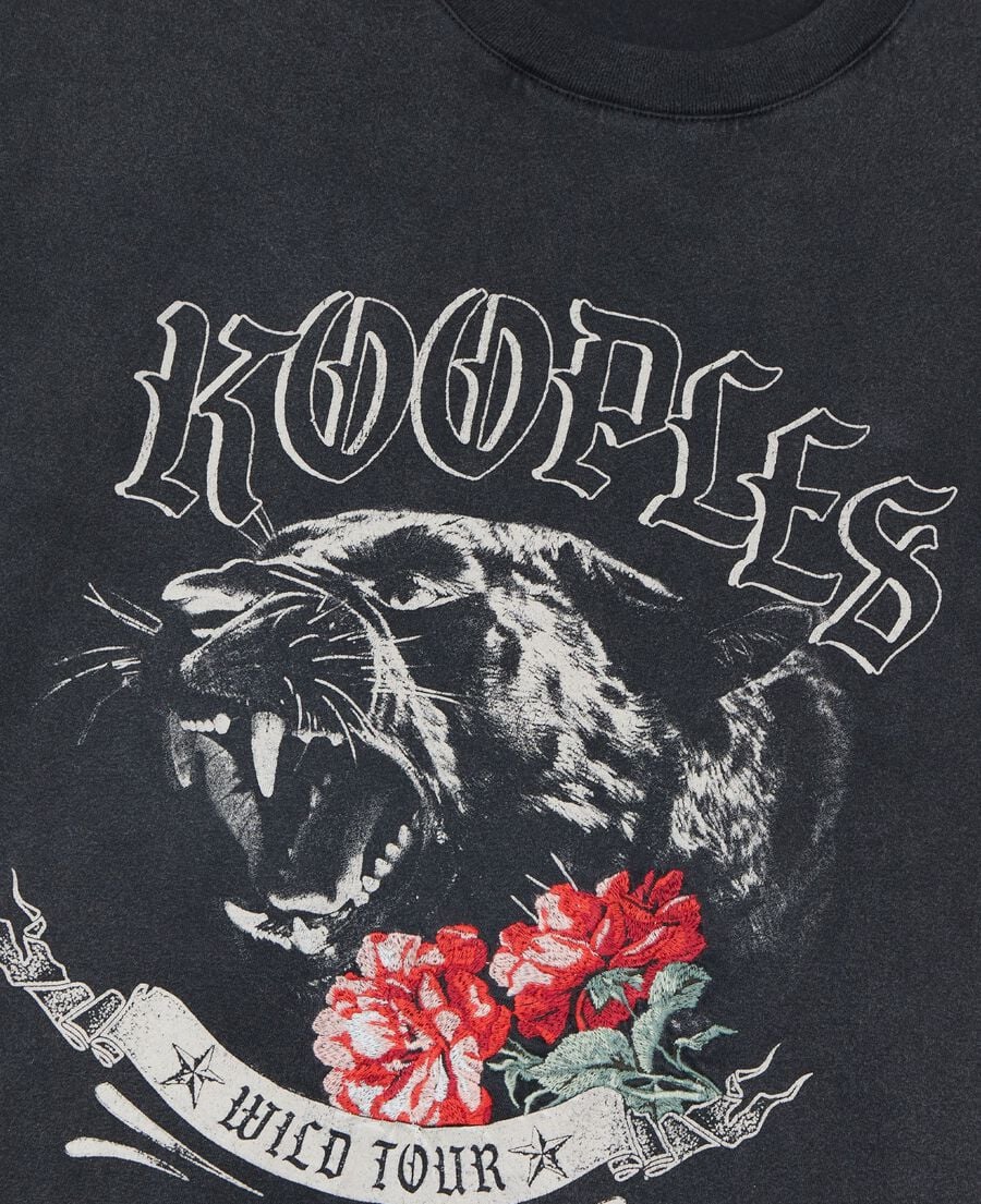 The Kooples F BLACK WASHED t-shirt with black screen print