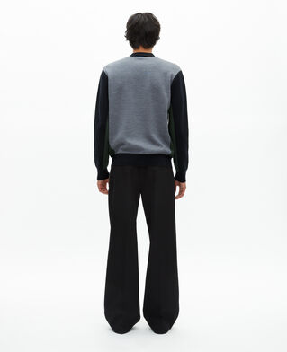 The Kooples HERREN NAVY-GREEN marineblaue doppelseitige wollstrickjacke