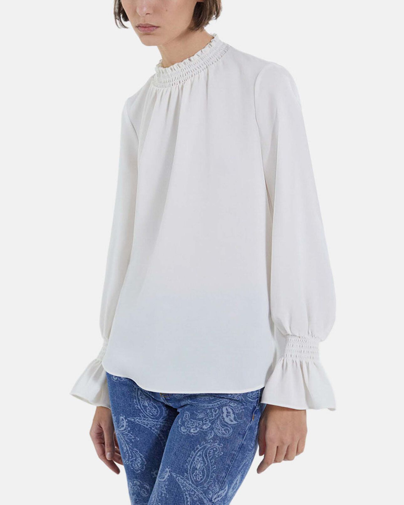 The Kooples WOMEN OFF WHITE crepe fabric blouse