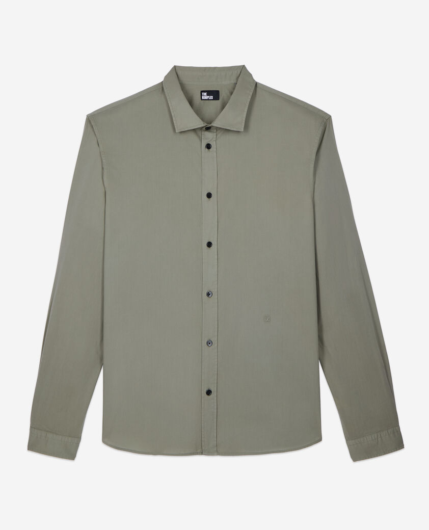 The Kooples HOMBRE WOOD KAKI camisa verde velo algod&oacute;n