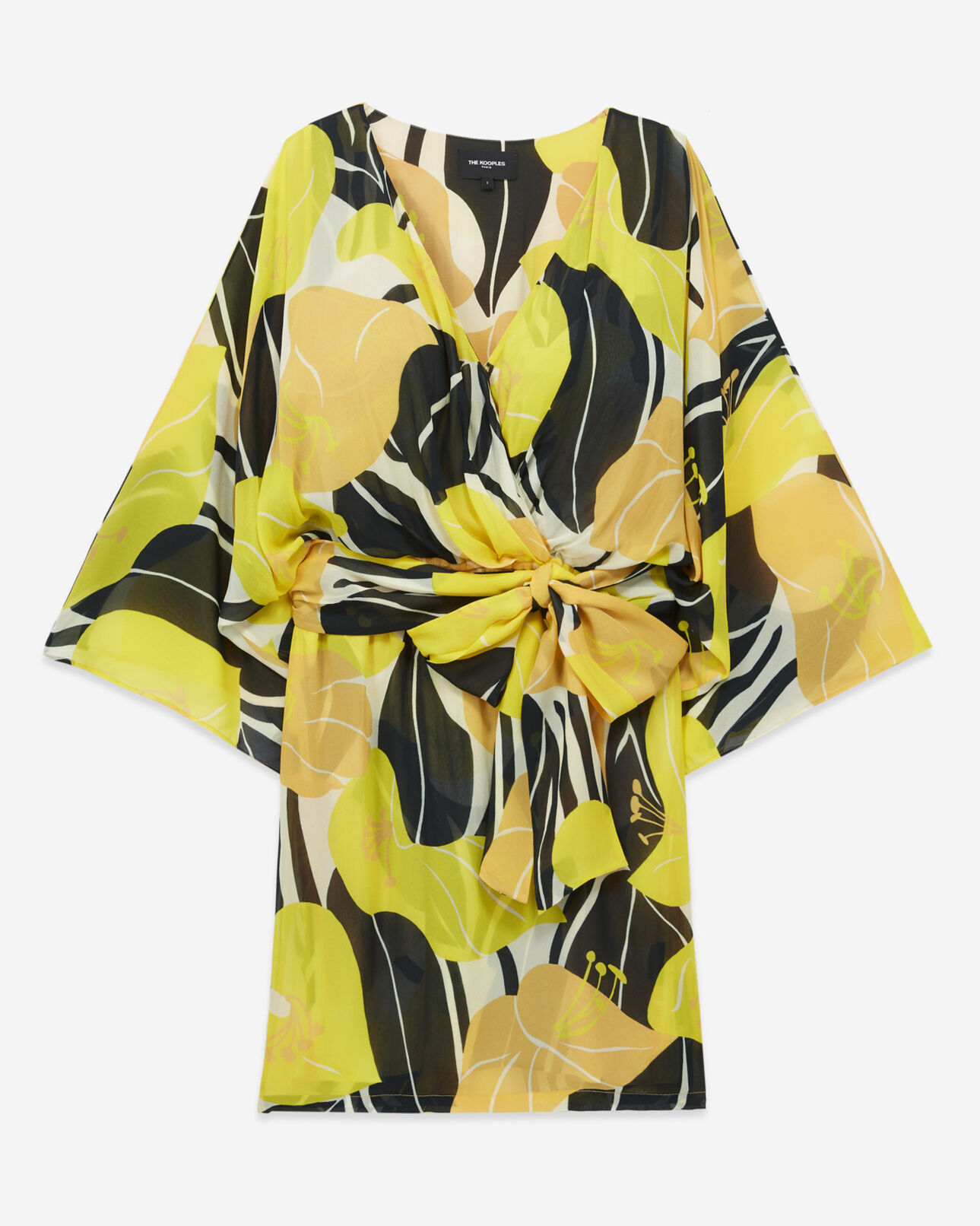 The Kooples WOMEN YELLOW light printed kimono dress with belt