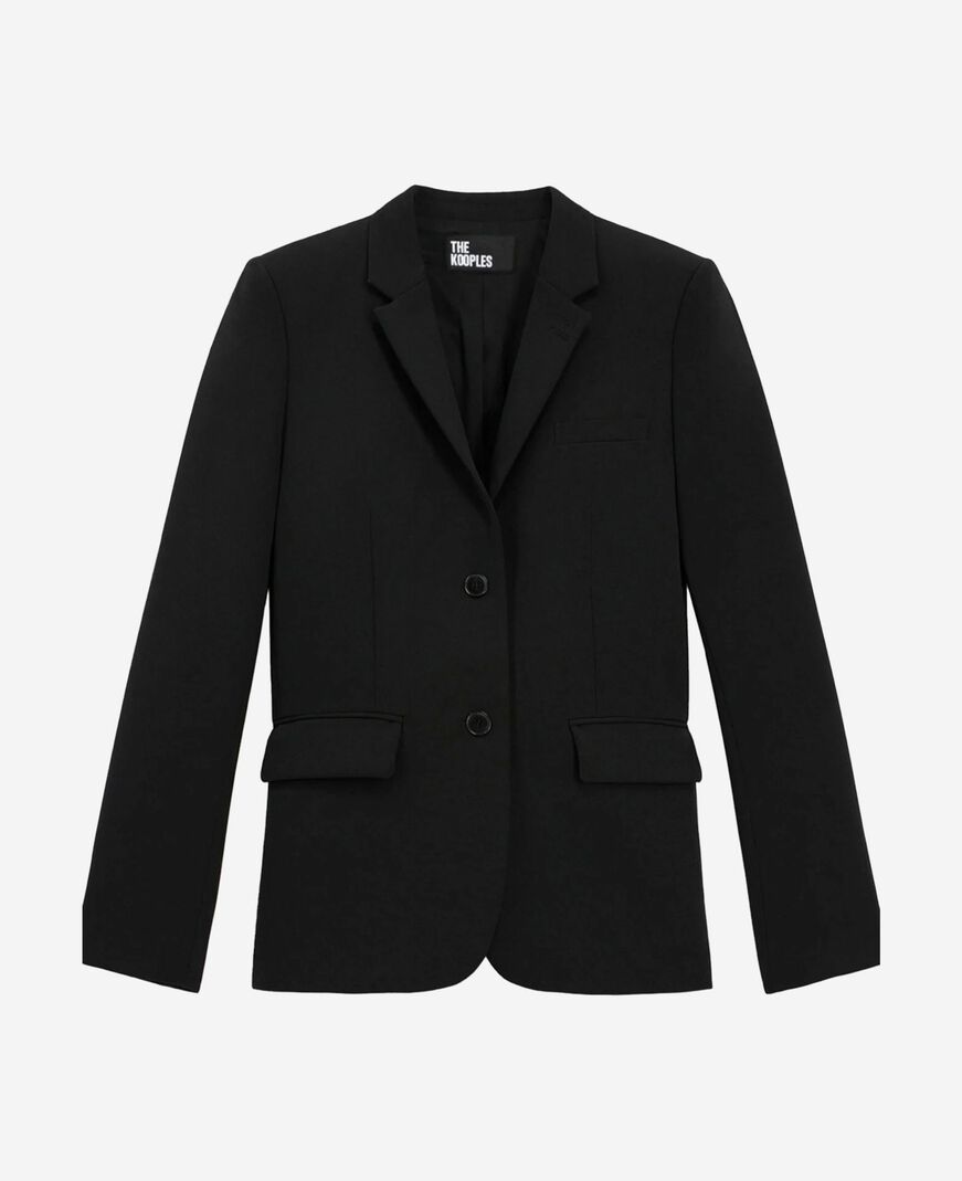 The Kooples FEMME BLACK veste tailleur en crêpe noire coupe structurée