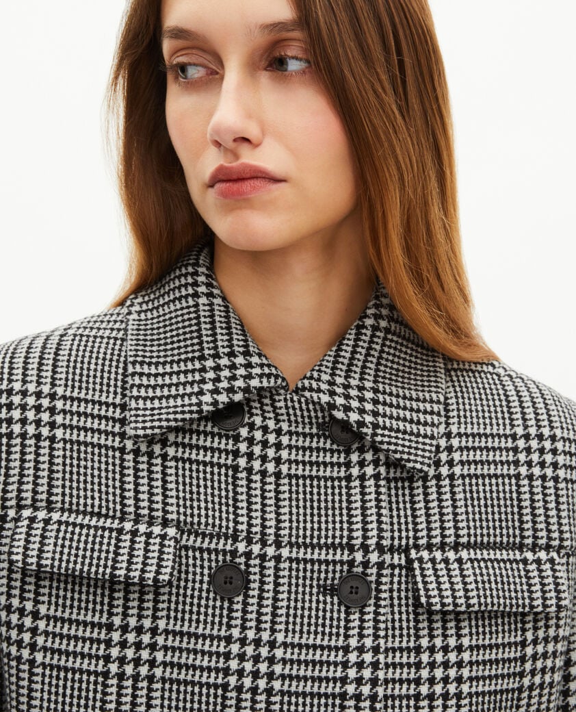 The Kooples FEMME BLACK GREY veste à motif prince de galles noir et blanc