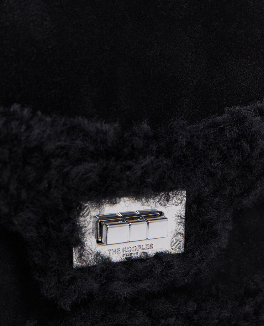 The Kooples WOMEN BLACK emily small black suede leather bag