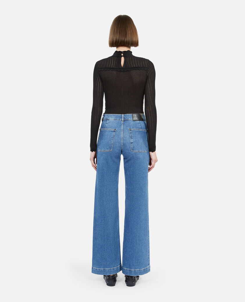 The Kooples FEMME BLUE DENIM jean large bleu