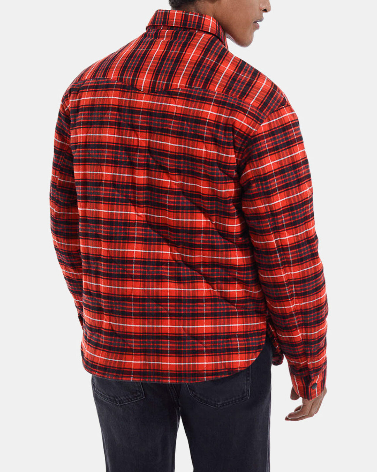 The Kooples MEN RED / BLACK red quilted cotton jacket with buttons
