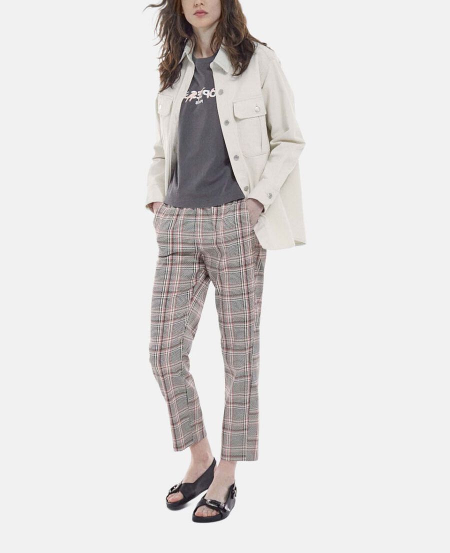 pink and black checked flowing printed pants