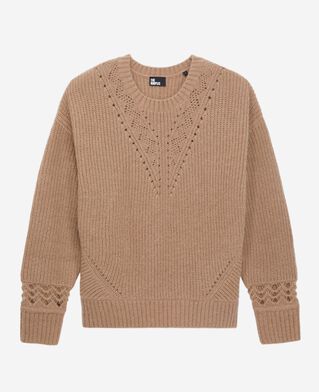 The Kooples WOMEN BROWN-BEIGE camel wool-blend sweater