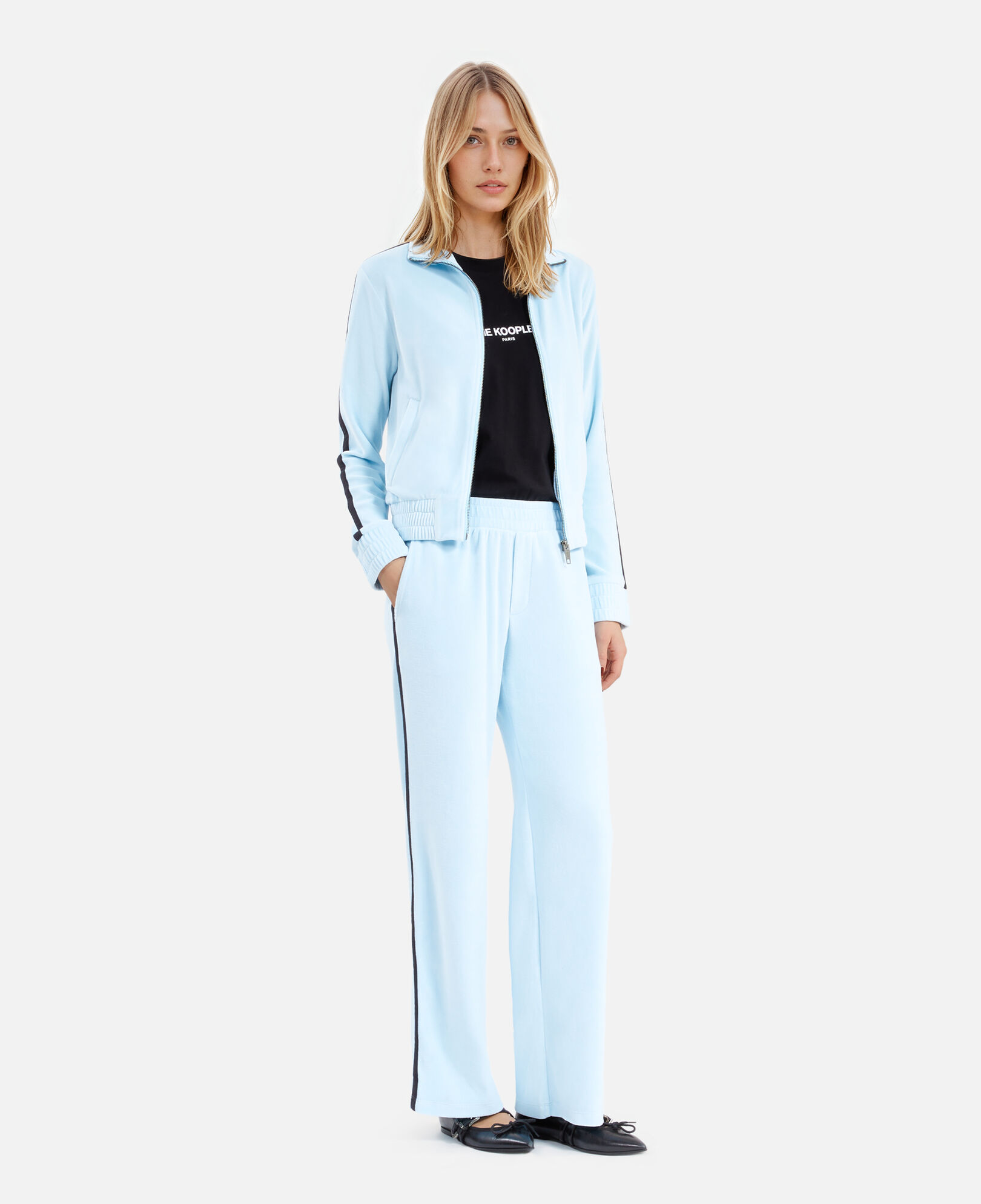 The Kooples DAMEN BABY BLUE hellblaues sweatshirt aus samt