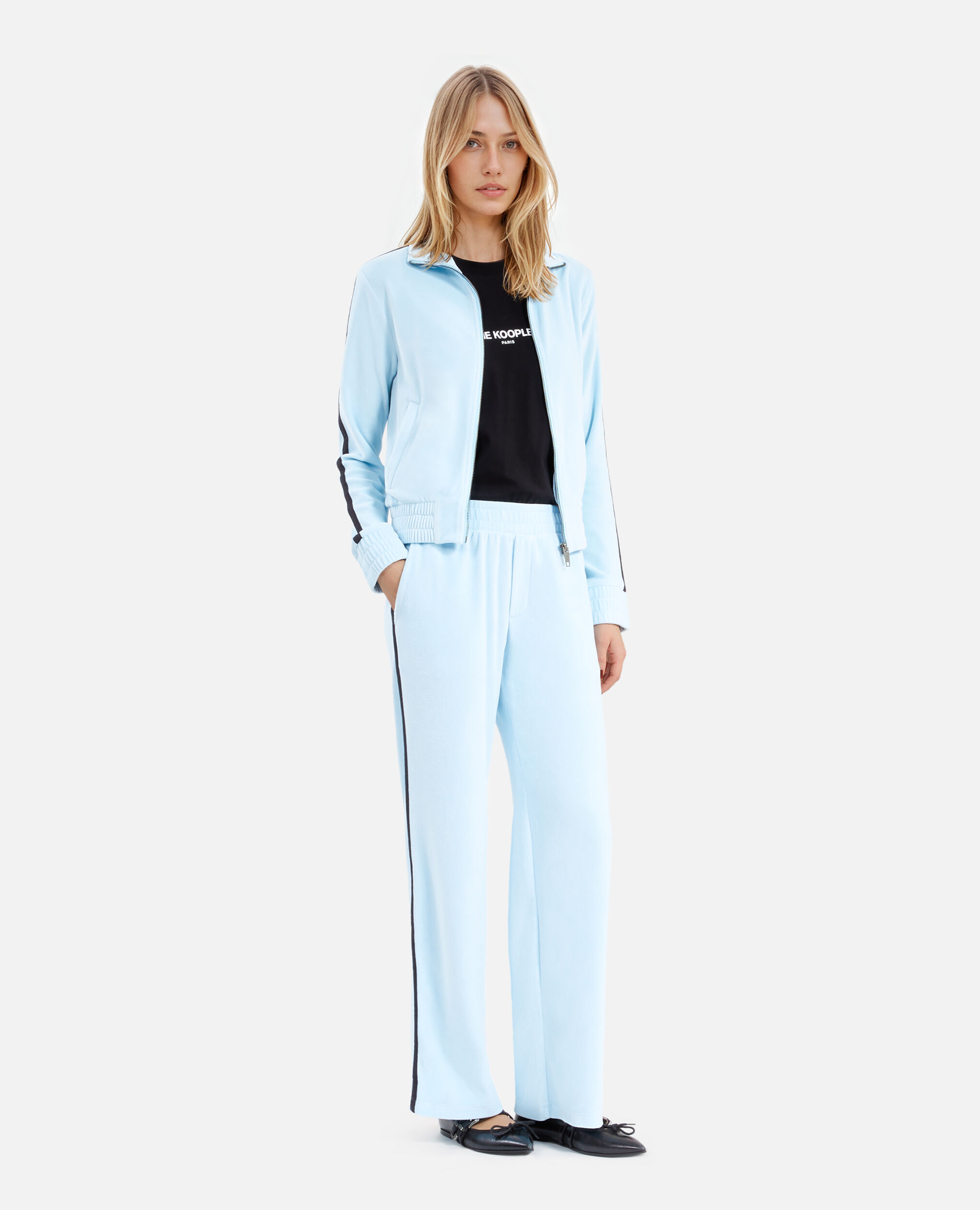 Hellblaues Sweatshirt aus Samt, BABY BLUE, hi-res image number null