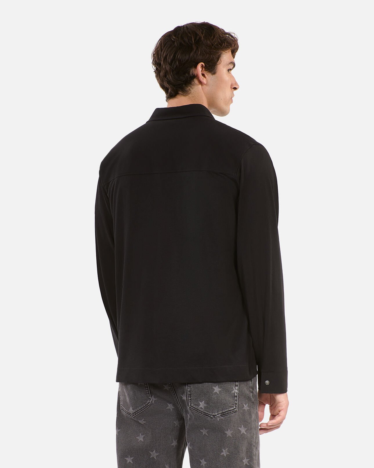 The Kooples MEN BLACK WASHED black shirt-style long-sleeved t-shirt