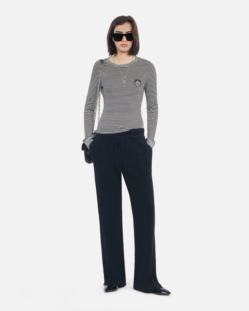 The Kooples FEMME BLACK / WHITE t-shirt manches longues à rayures