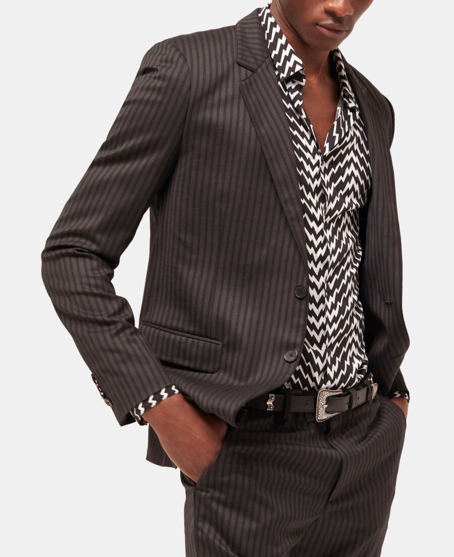 striped wool suit jacket