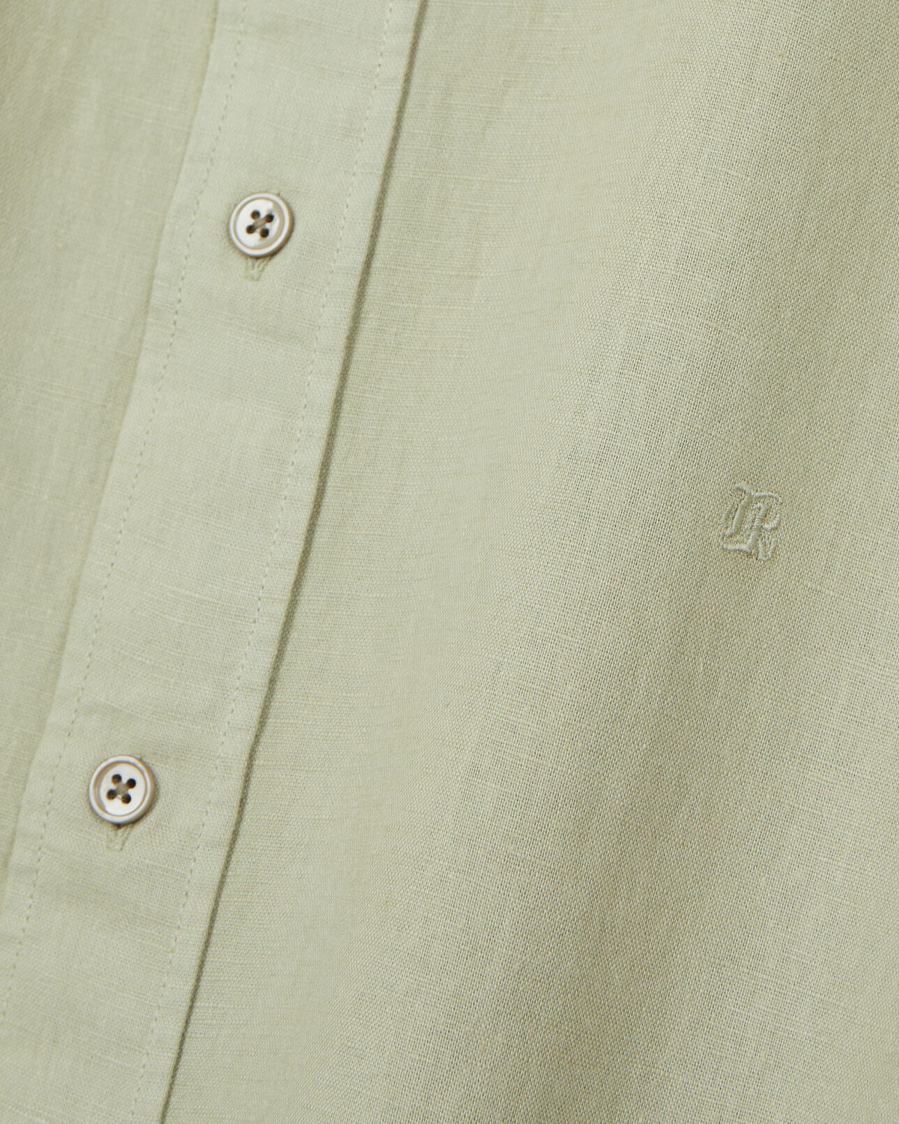 The Kooples MEN KAKI GREY light green cotton and linen shirt