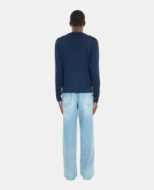 The Kooples HOMME DARK BLUE pull en laine m&eacute;rinos bleue