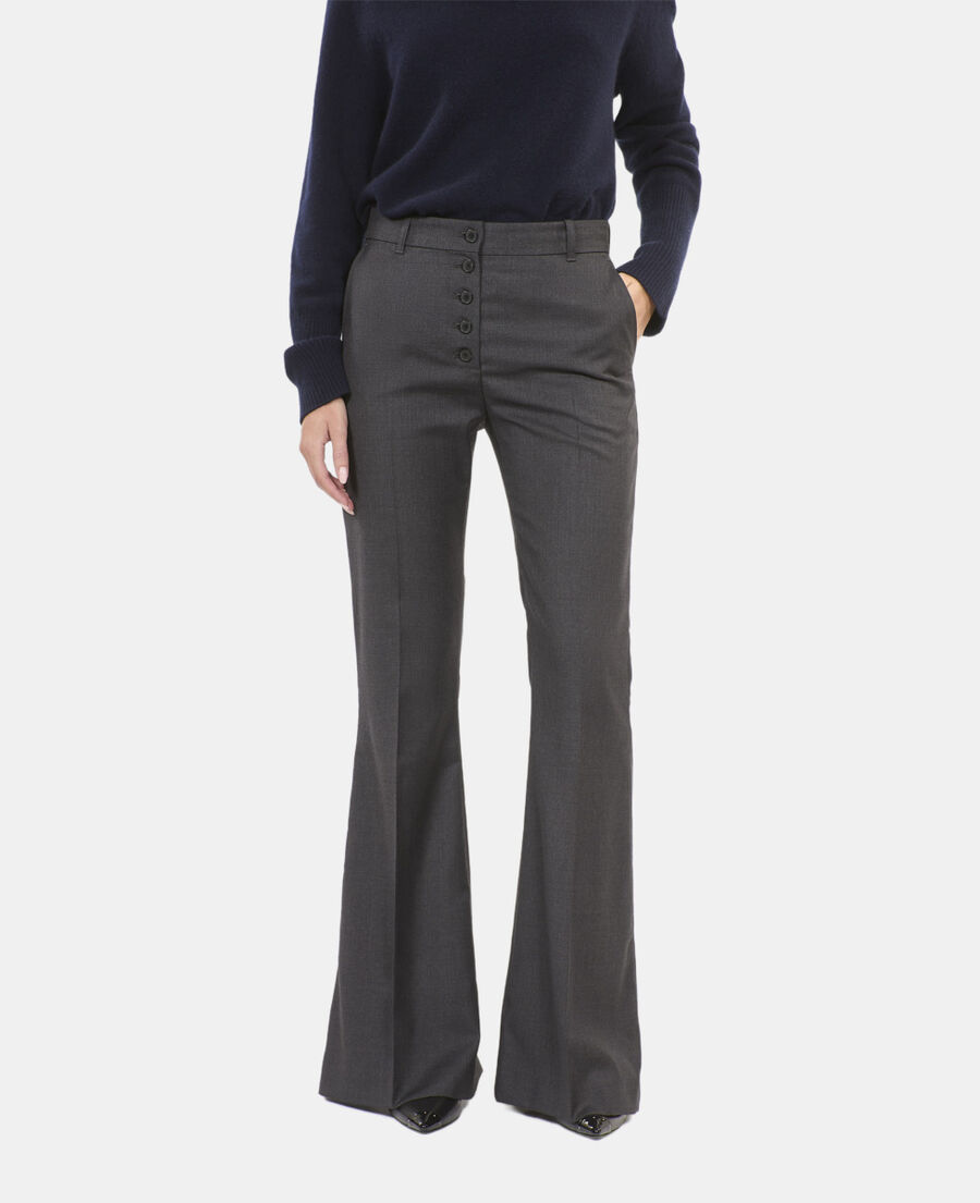 The Kooples MUJER GREY pantalón campana gris de lana