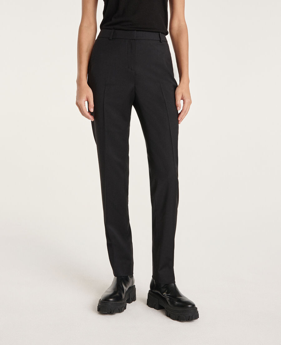 Formal flowing black pants in wool The Kooples US