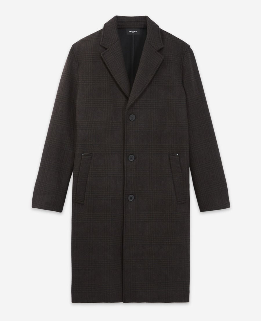 The Kooples H BLACK BROWN long black and brown checked coat