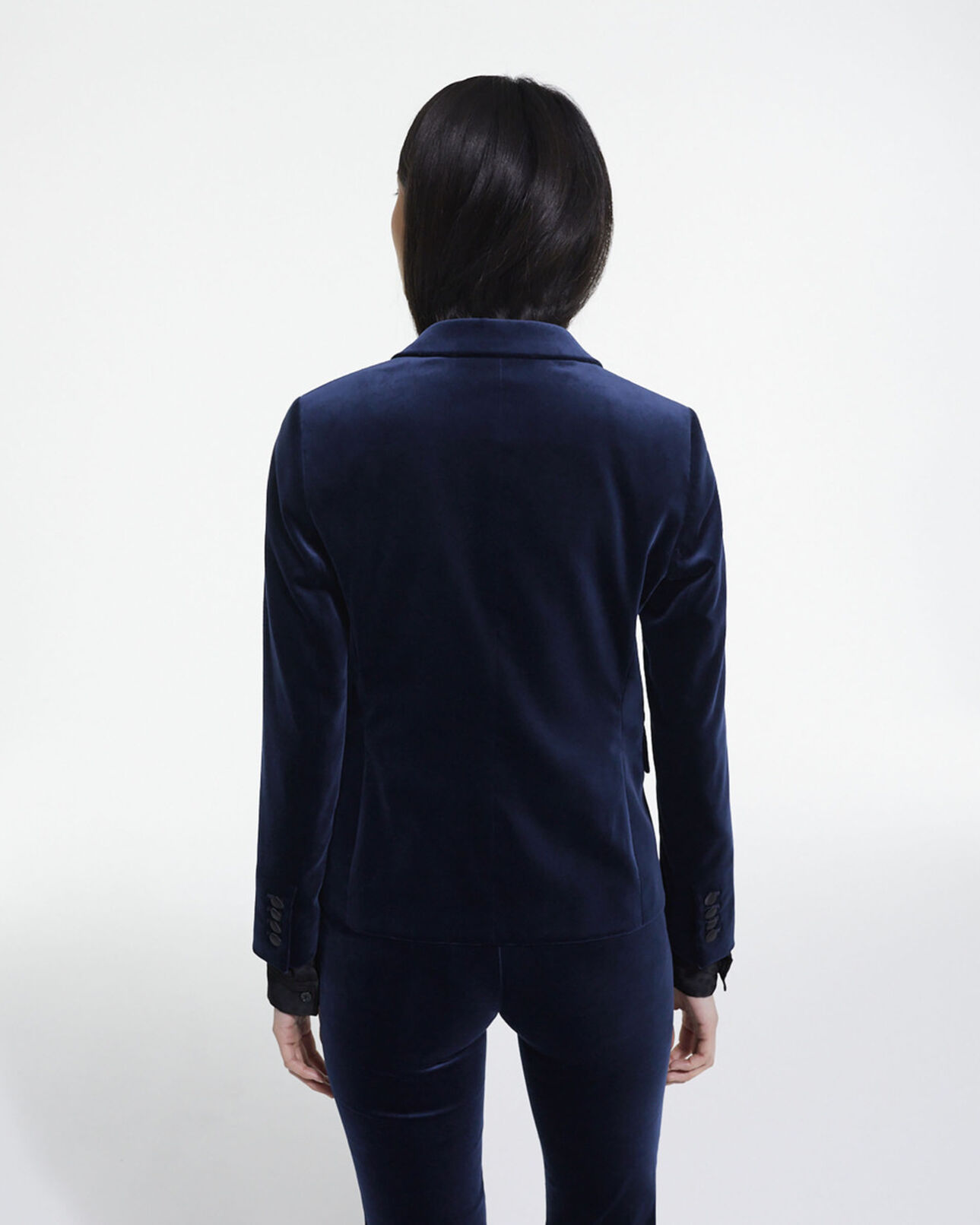 The Kooples WOMEN NAVY blue velvet suit jacket