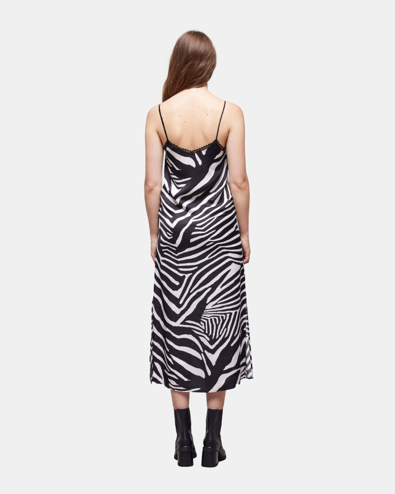 The Kooples MUJER BLACK WHITE vestido largo estampado