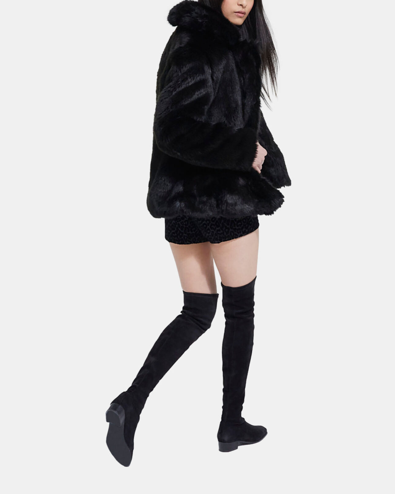 The Kooples WOMEN BLACK black faux fur coat