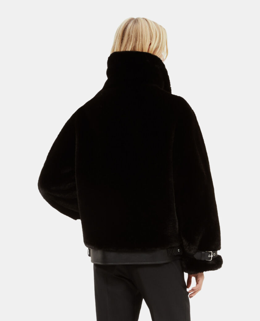 The Kooples FEMME BLACK blouson aviateur effet fourrure noir