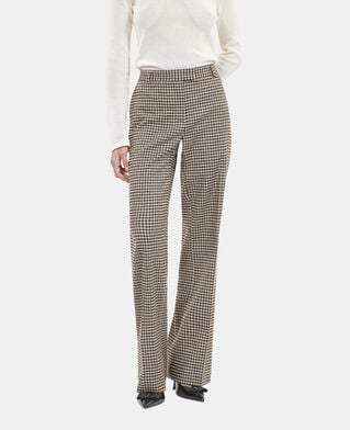 The Kooples DAMEN ECRU BLACK weite vichy-anzughose mit karomuster