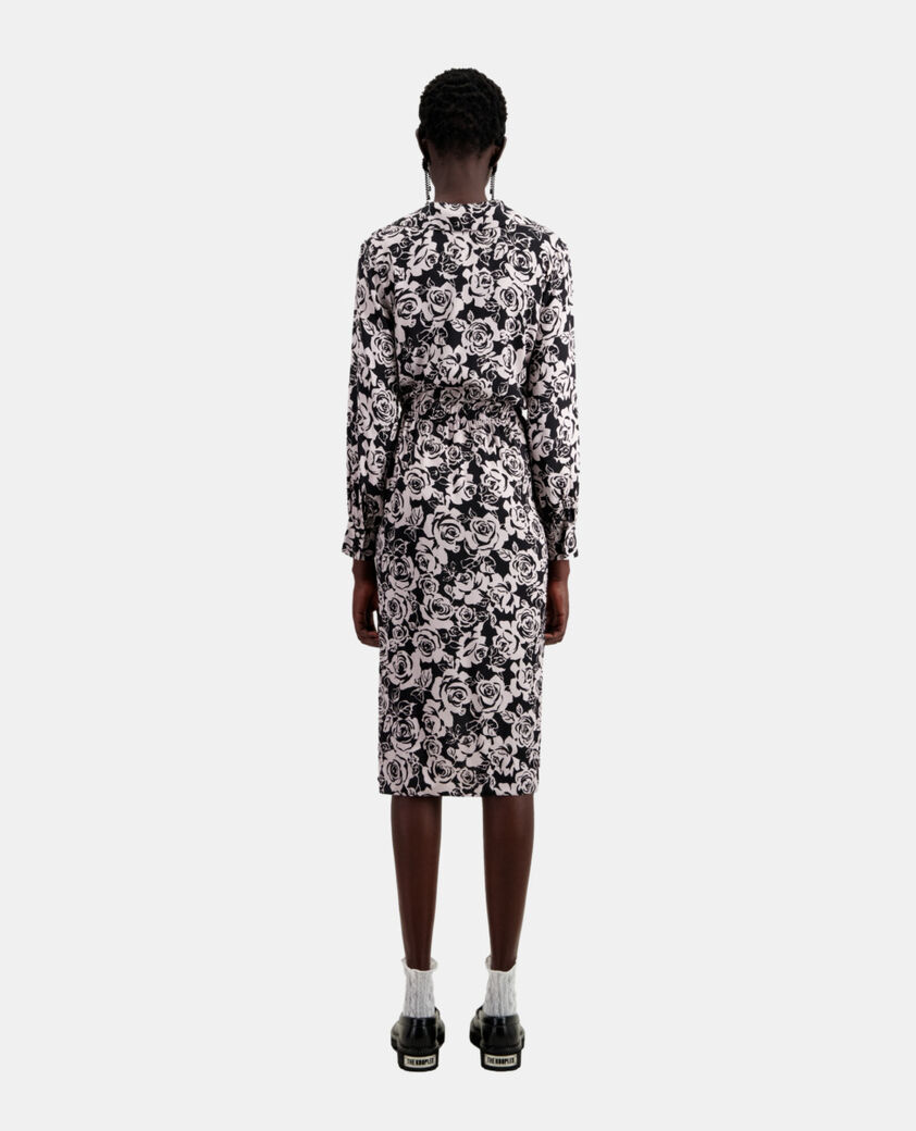 The Kooples FEMME BLACK / PINK robe mi-longue imprimée