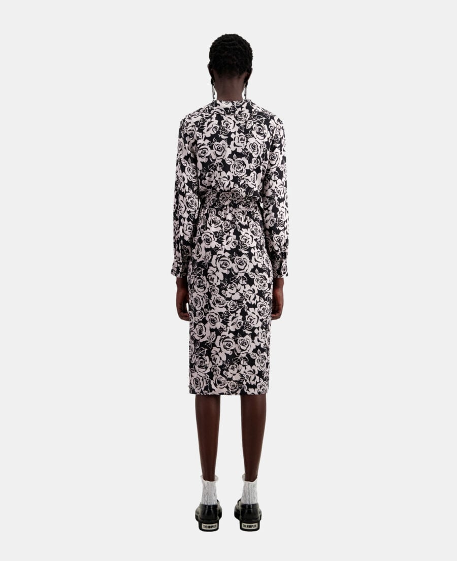 The Kooples FEMME BLACK / PINK robe mi-longue imprimée