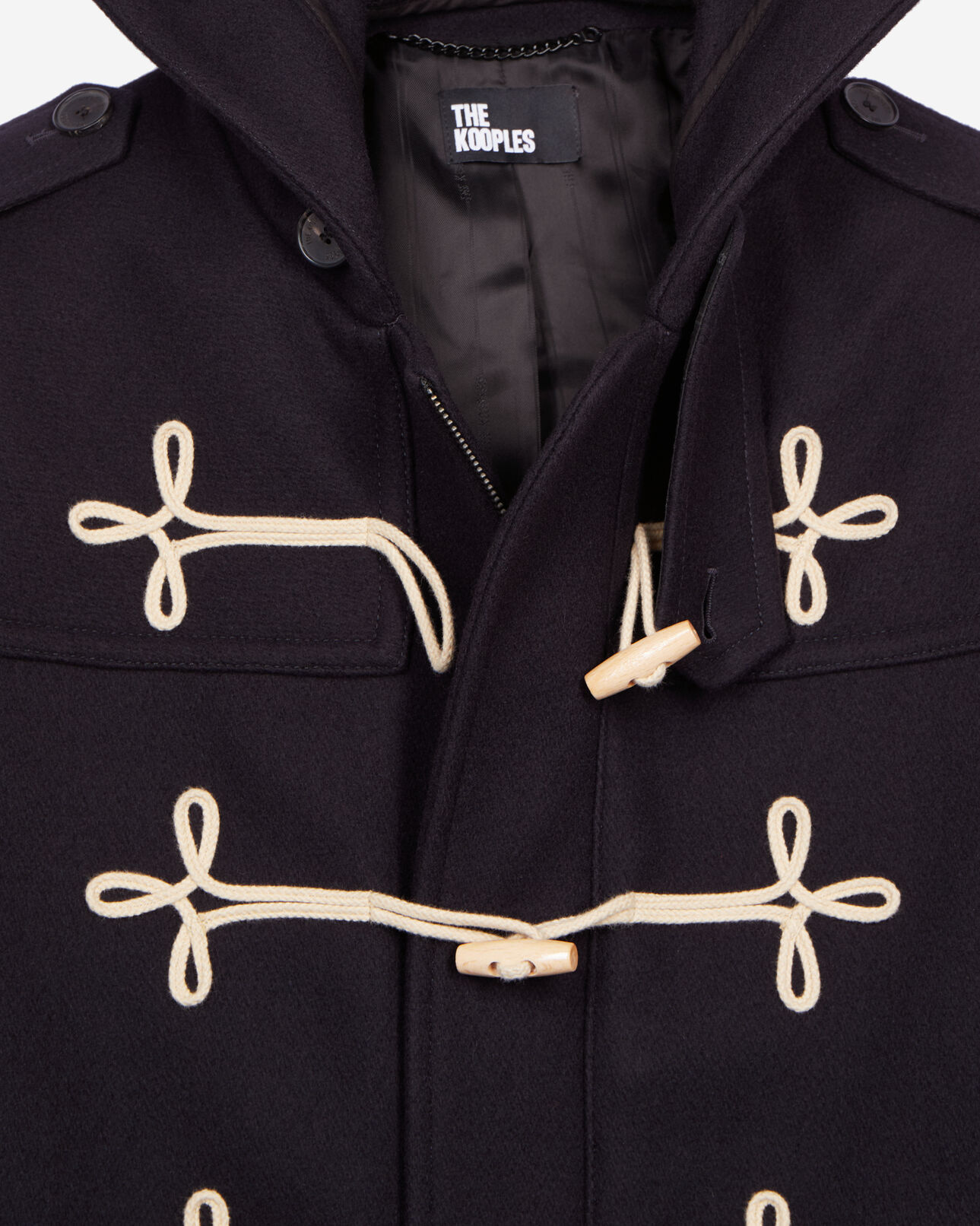 The Kooples MEN DARK NAVY short navy blue hooded pea coat