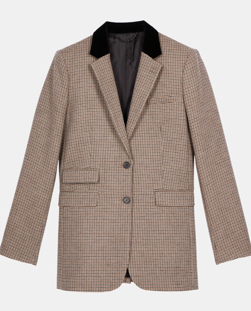The Kooples MUJER BEIGE-BROWN chaqueta traje pata gallo beige