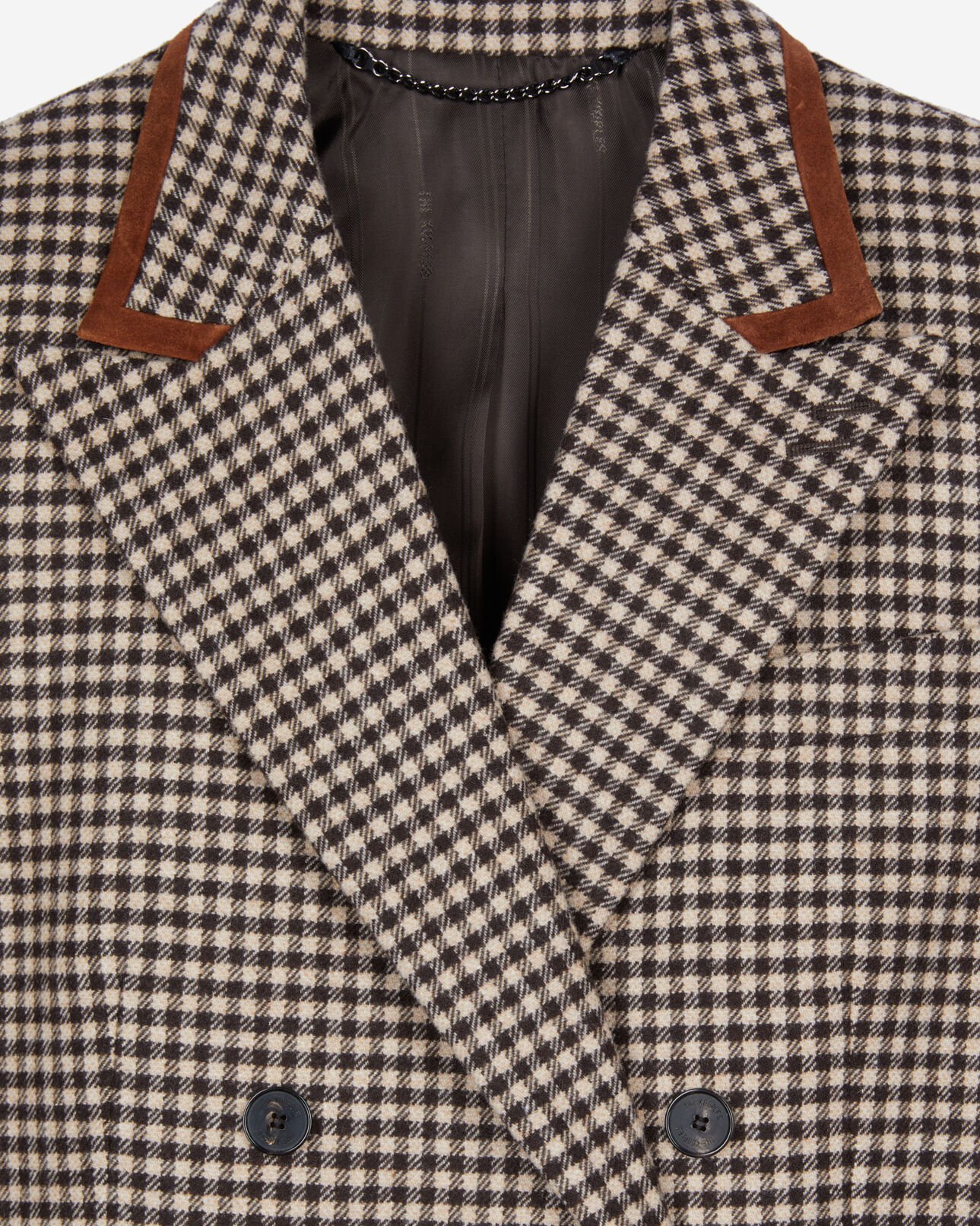 The Kooples WOMEN ECRU BLACK vichy check suit jacket