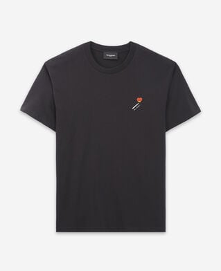 The Kooples H BLACK black cotton t-shirt with embroidery