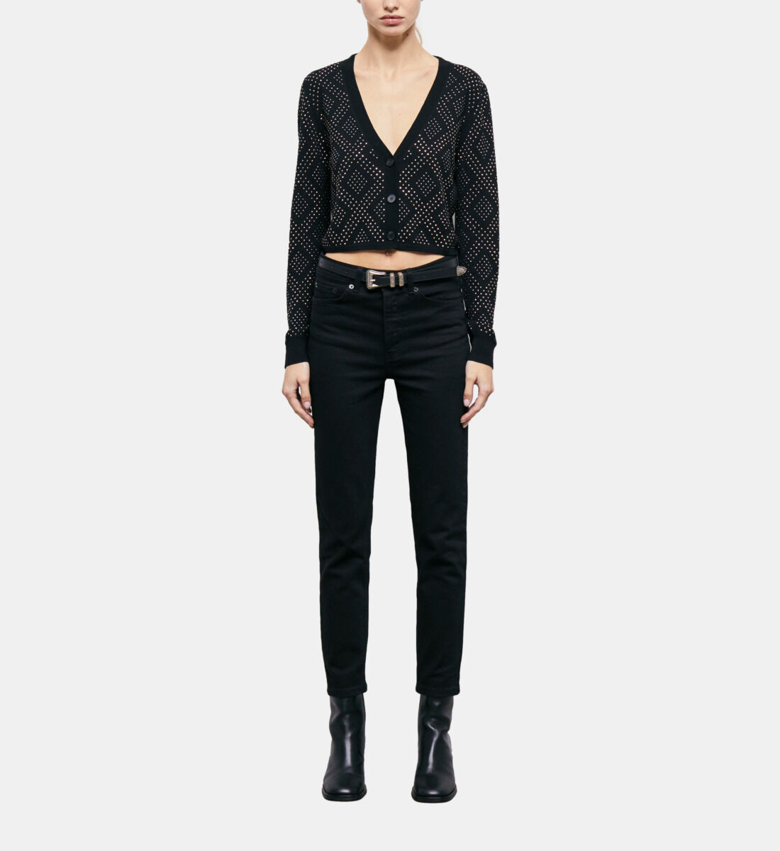 Black cardigan with rhinestones
