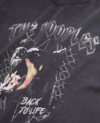 The Kooples F BLACK WASHED women's black t-shirt with barking dog serigraphy