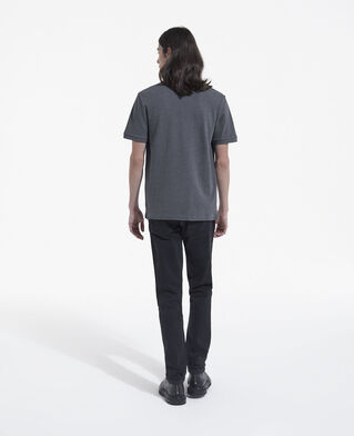 The Kooples H GREY-NAVY dark gray embroidered polo w/ officer collar