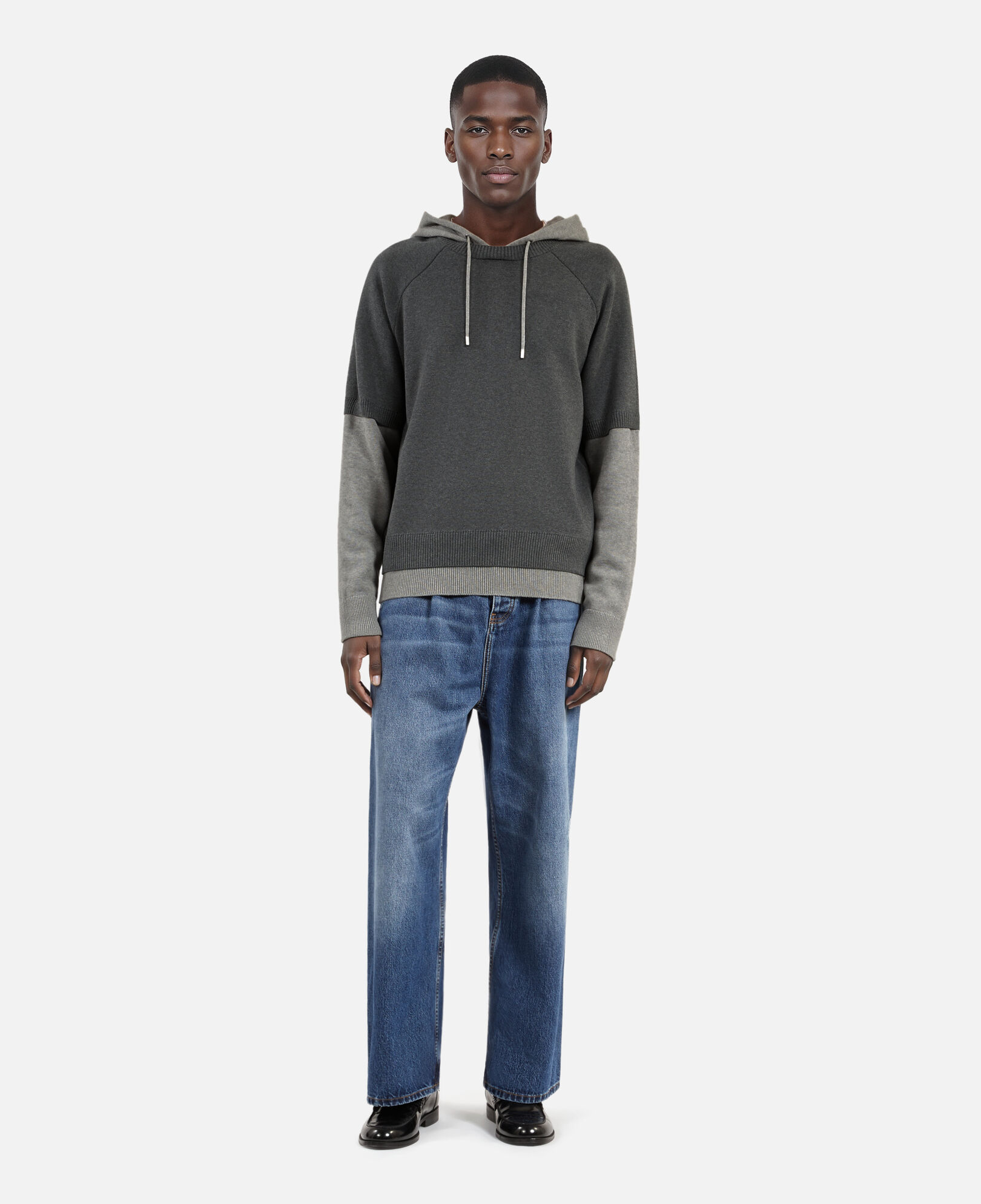The Kooples HERREN MIDDLE GREY / ANTHRACITE grauer pullover aus baumwolle