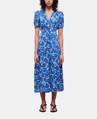 The Kooples MUJER BLUE WHITE vestido largo estampado botonadura