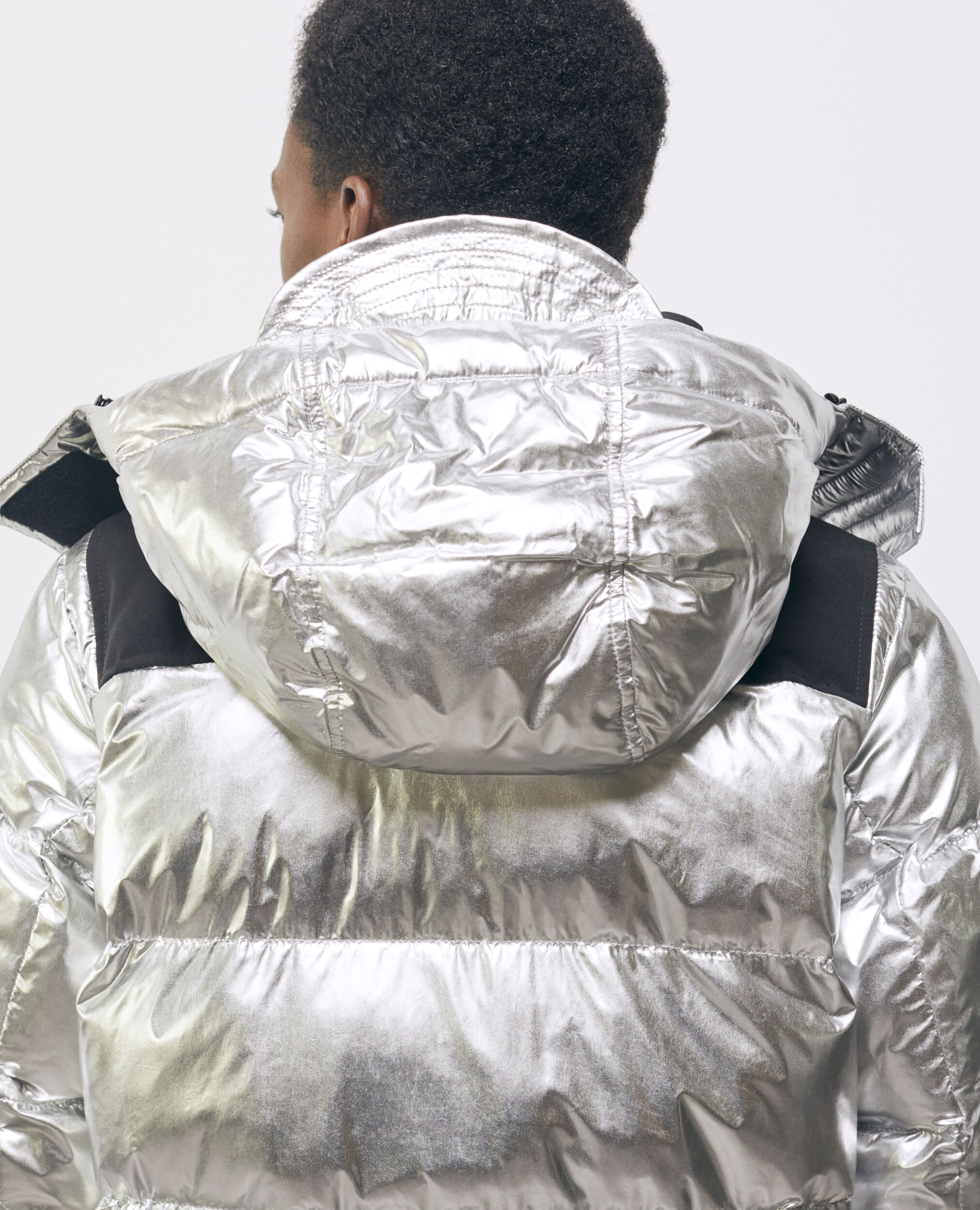 Mens silver top down jacket