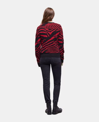 The Kooples FEMME BLACK - RED pull col rond imprimé