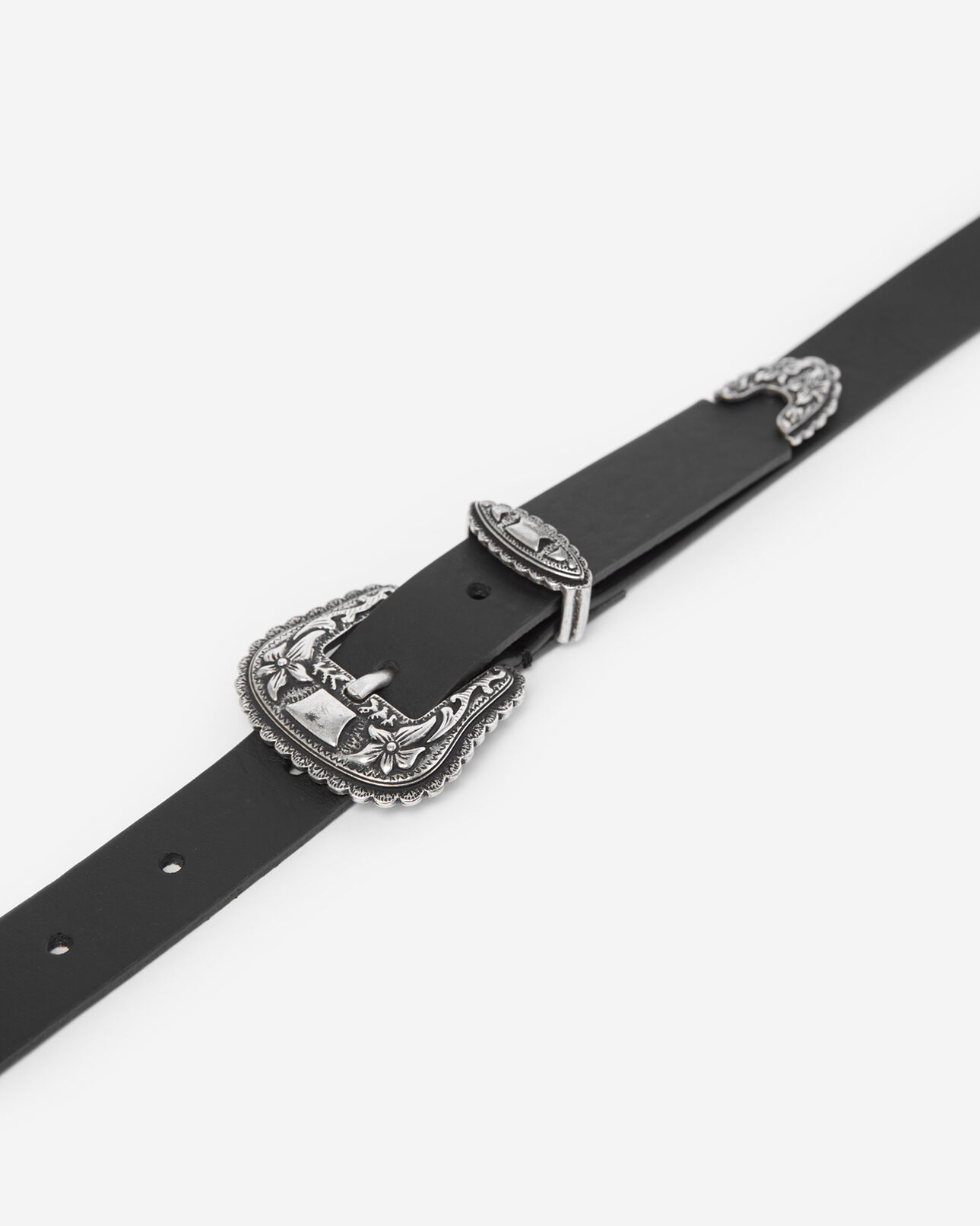 The Kooples FEMME BLACK ceinture en cuir fine double boucle