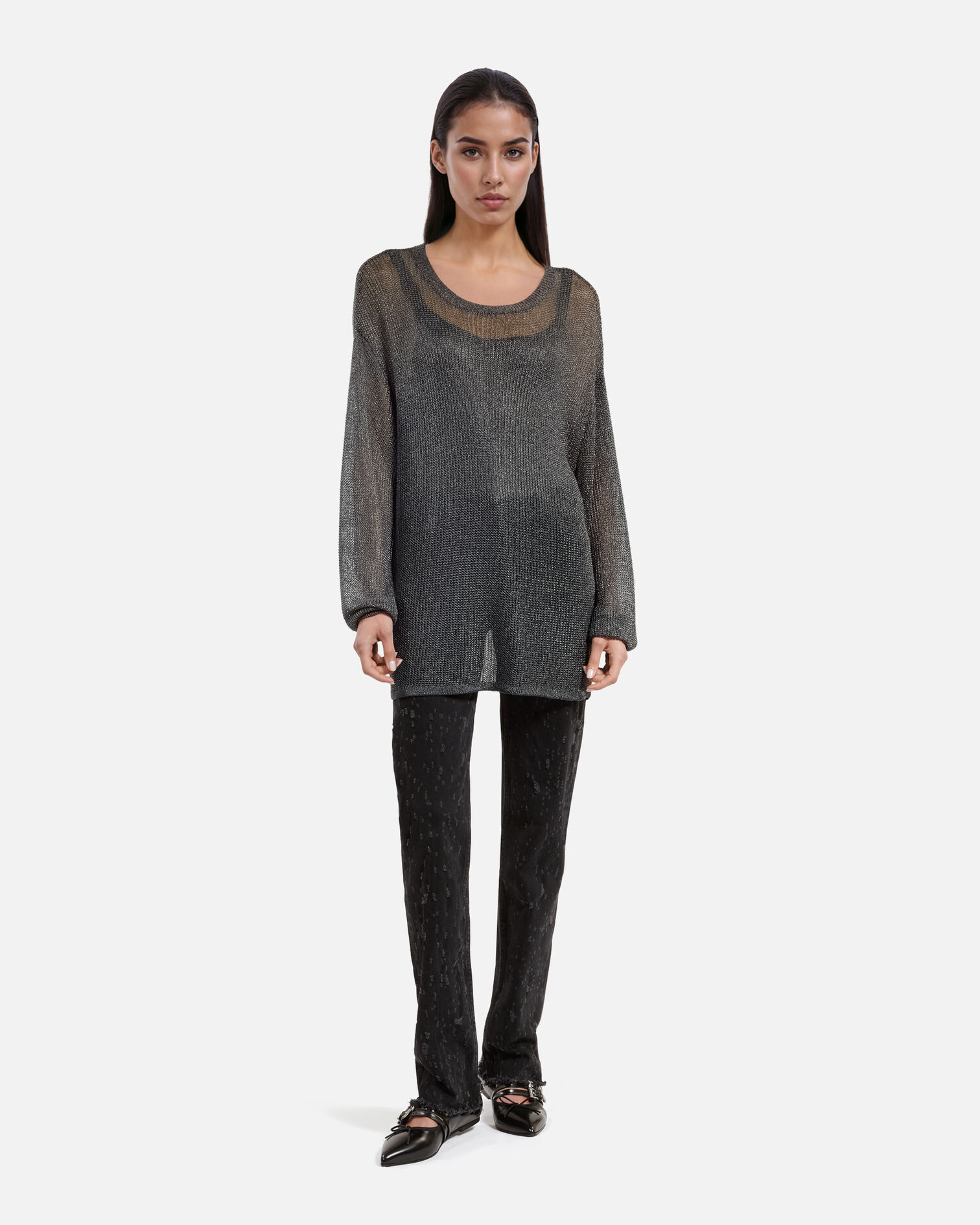 Pull effet côte de maille gris, GREY SILVER, hi-res image number null