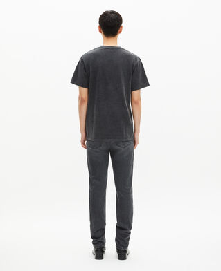 The Kooples HERREN BLACK WASHED t-shirt mit schwarzem panther-siebdruck