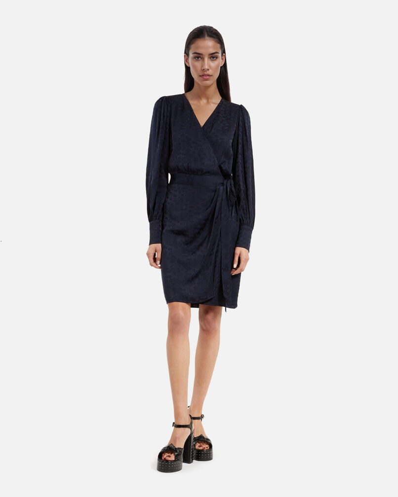 The Kooples FEMME NAVY robe courte portefeuille jacquard marine