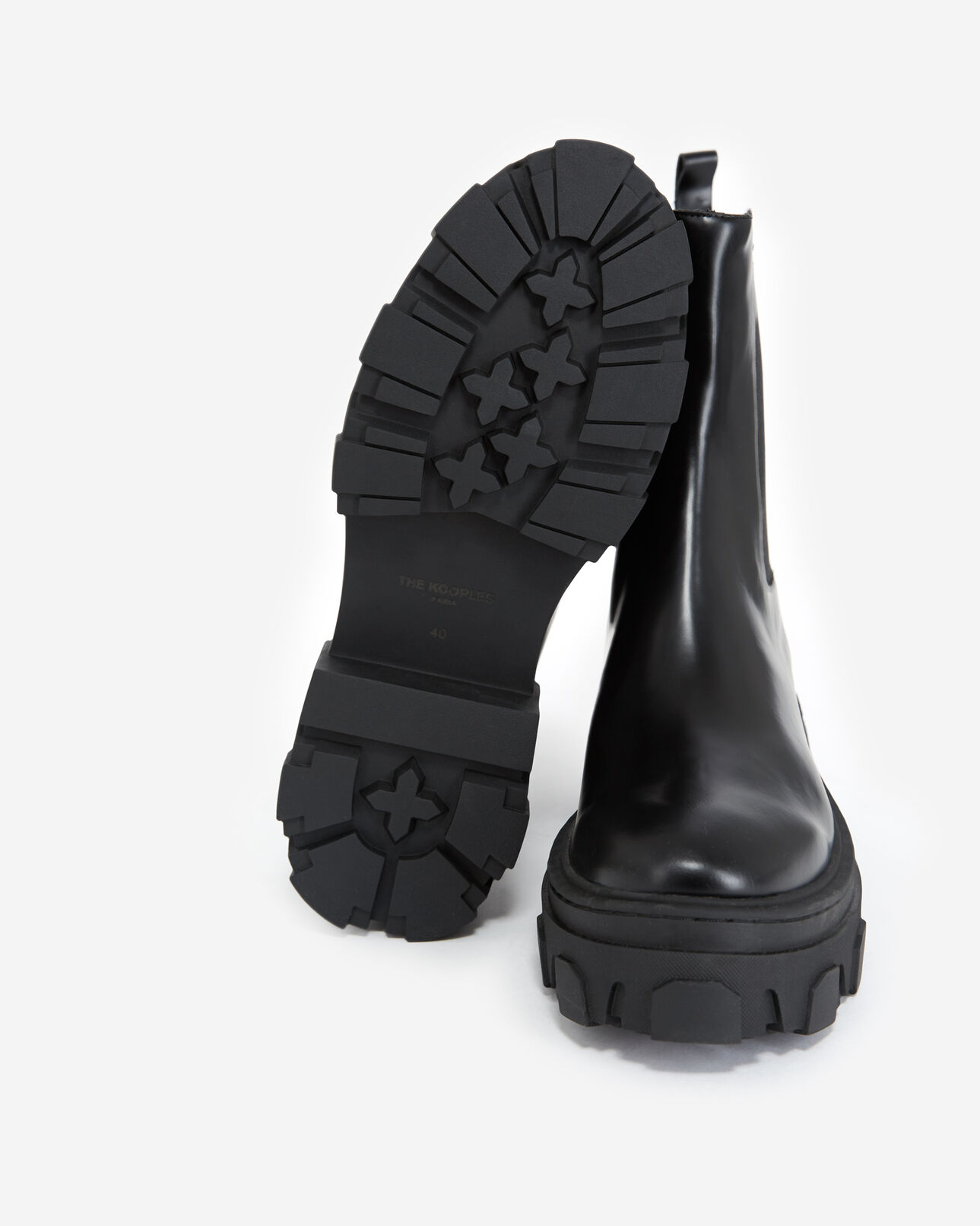The Kooples FEMME BLACK bottines chelsea noires compensées