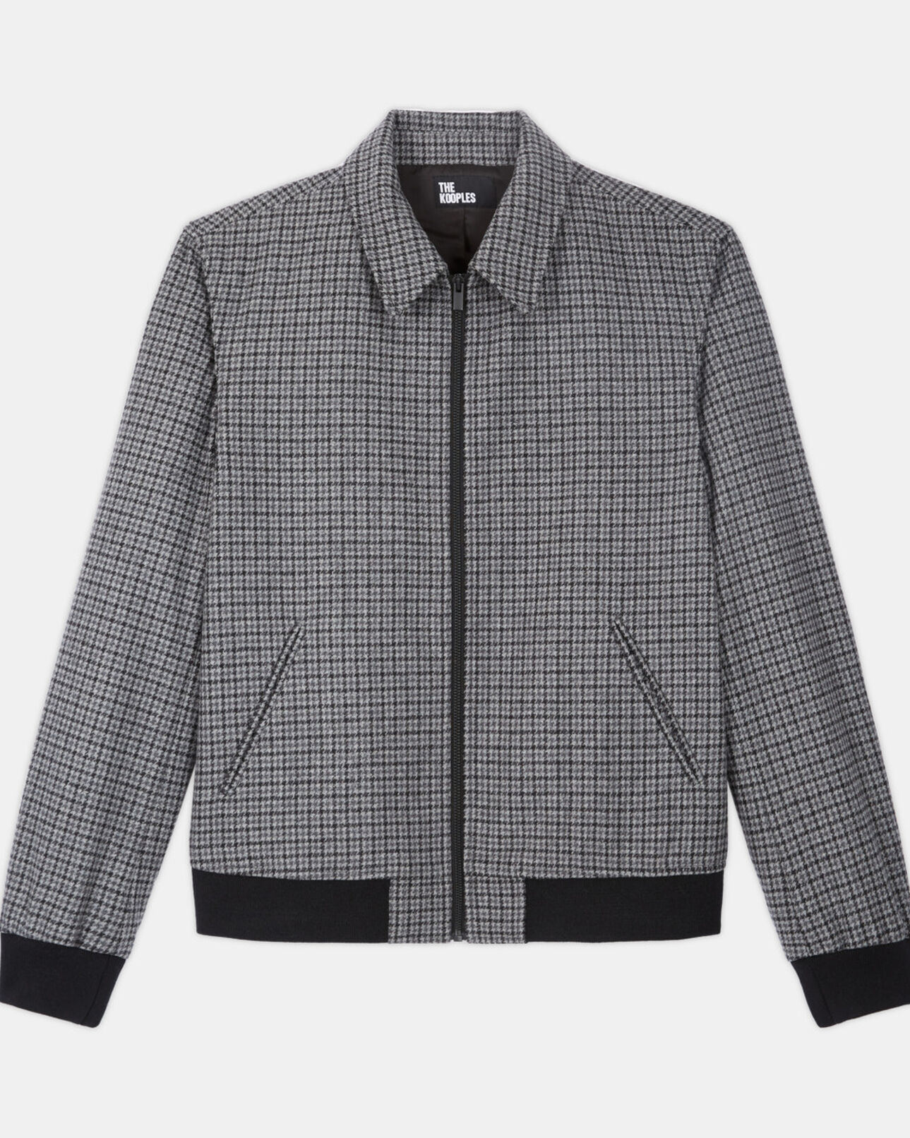 The Kooples HOMME GREY BLACK blouson avec poches en laine à carreaux